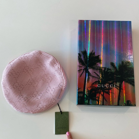 Gucci Beret Crochet Perforated Hat Pink Size Medium - Picture 7 of 15